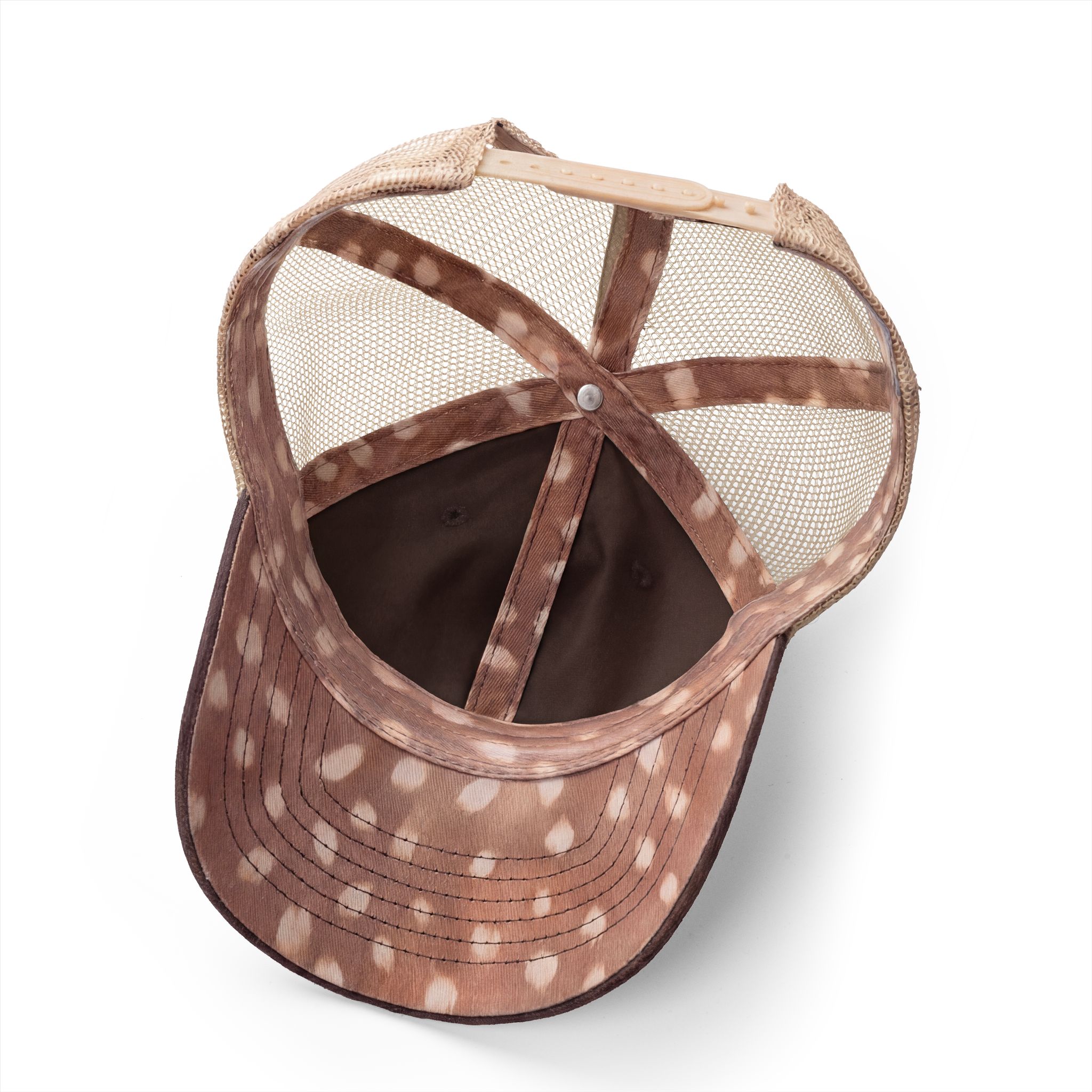 women's mesh-back cap Chocolate / Fawn / Khaki underneath