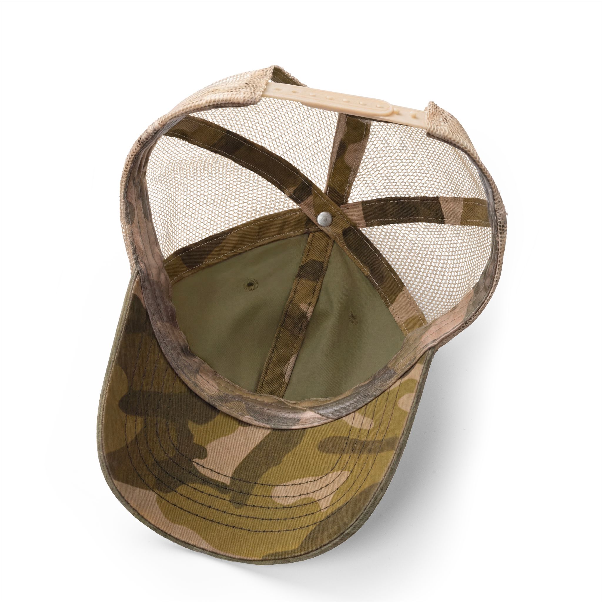 women's mesh-back cap Olive / Camo underneath