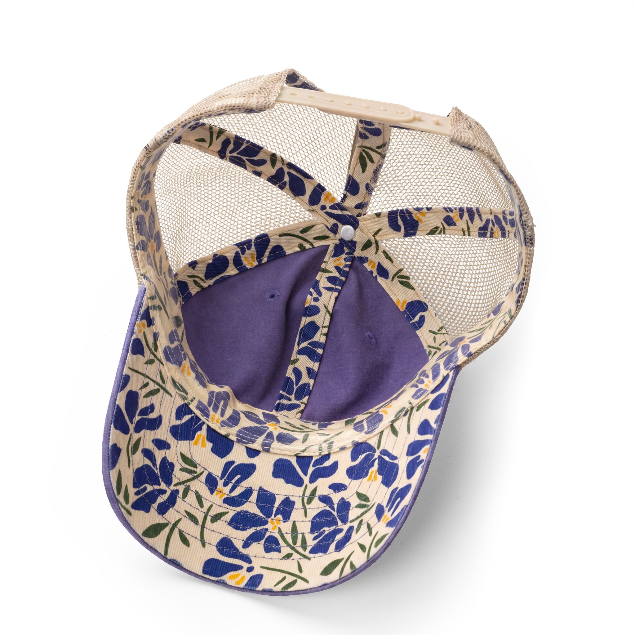 women's mesh-back cap Violet / Floral / Khaki underneath
