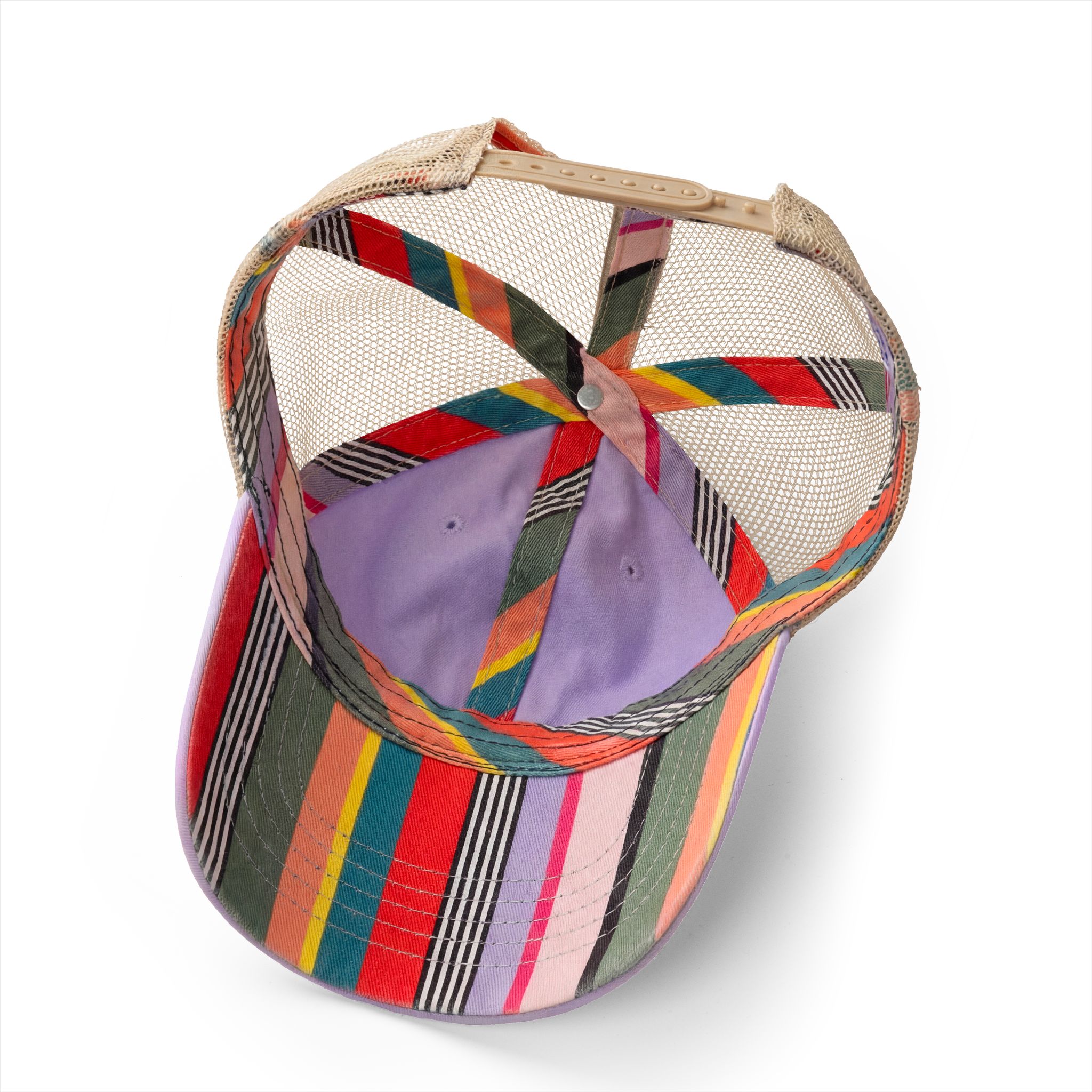 women's mesh-back cap Lavender / Stripes underneath