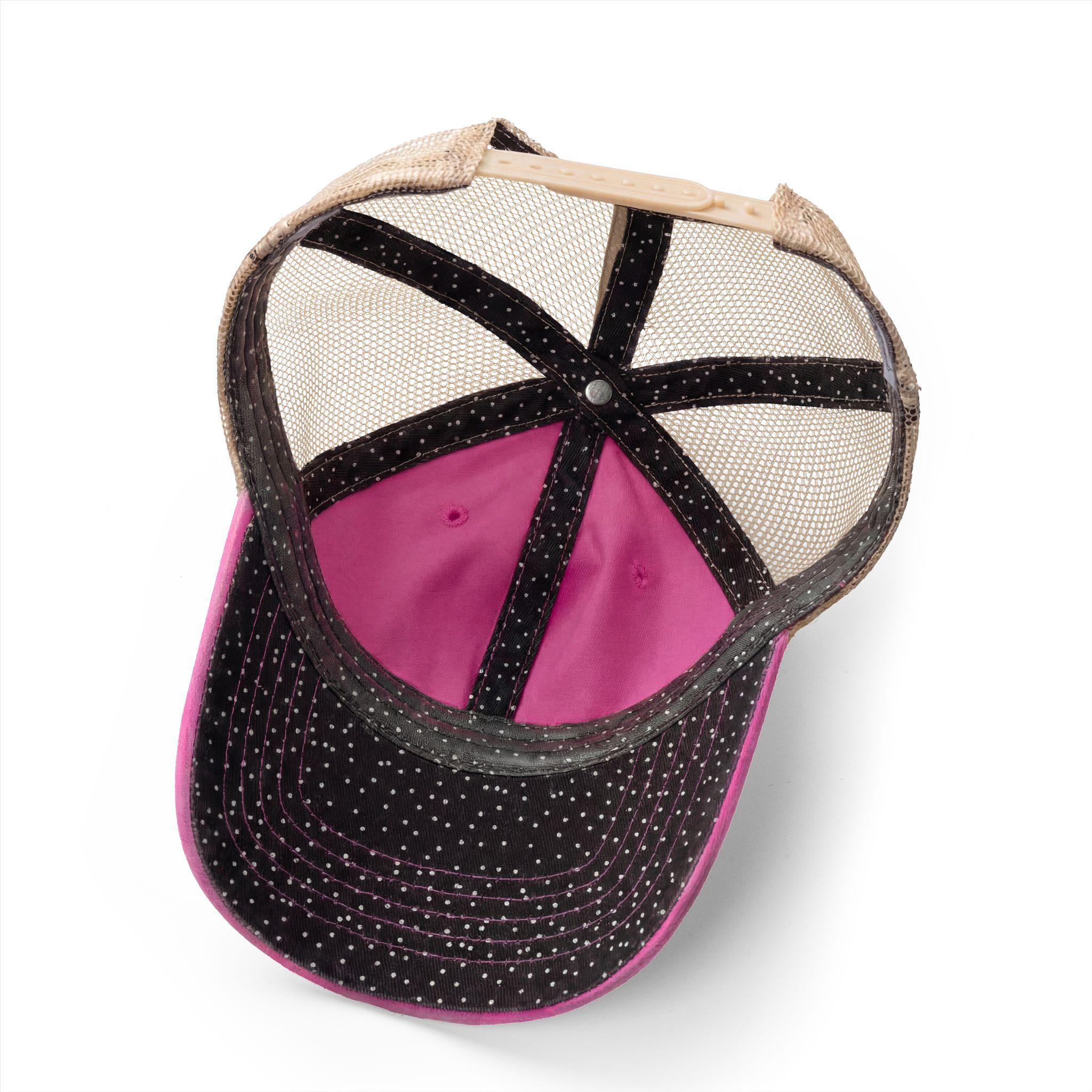 women's mesh-back cap Rose / Polka Dots underneath