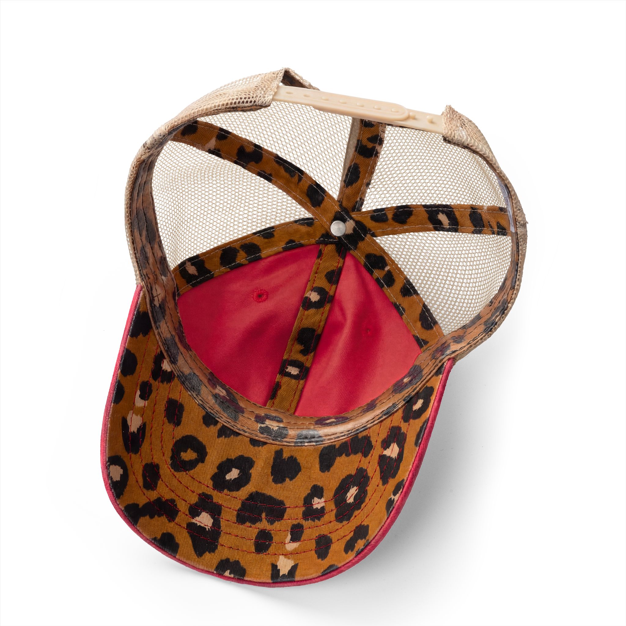 women's mesh-back cap Red / Leopard underneath