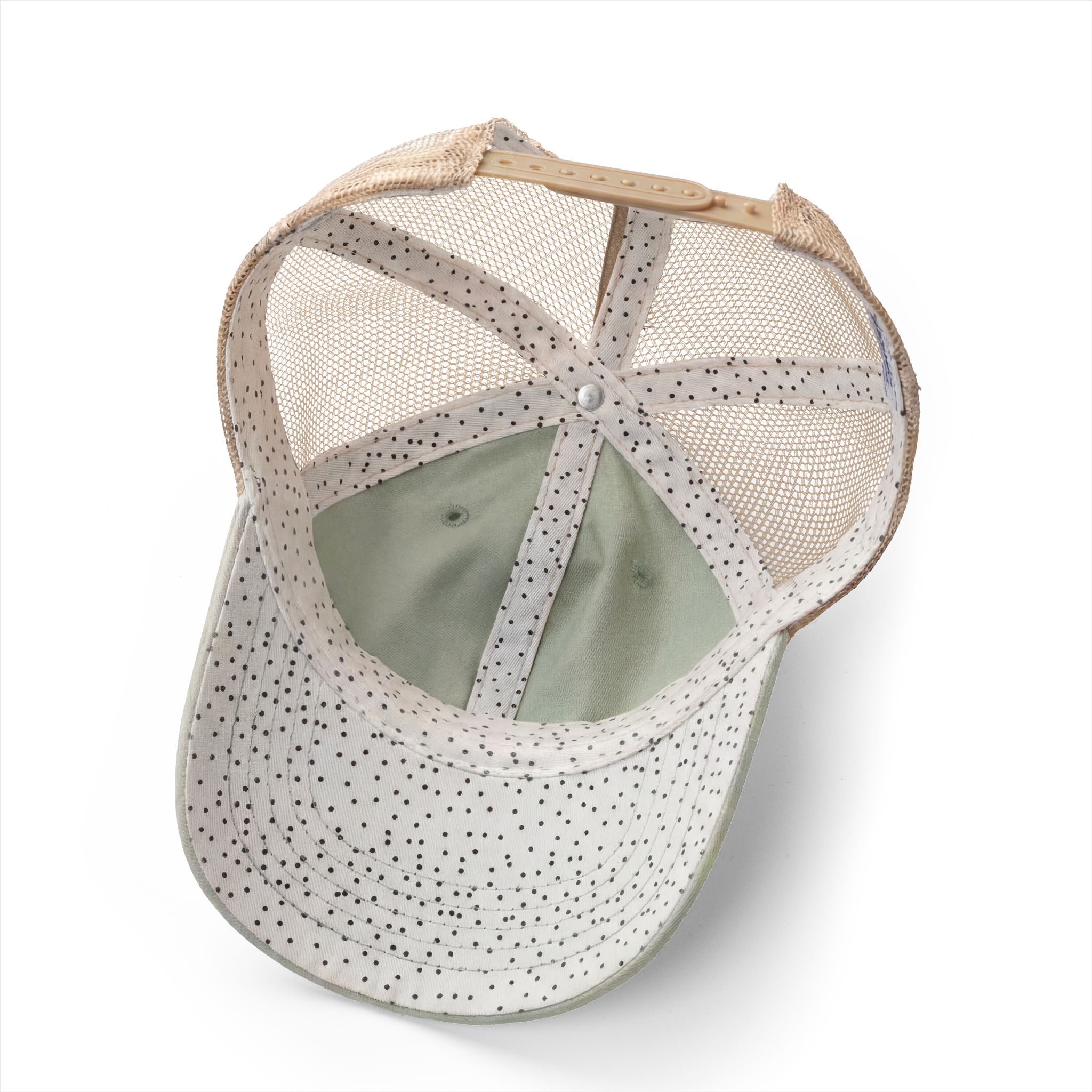 women's mesh-back cap Sage / Polka Dots underneath
